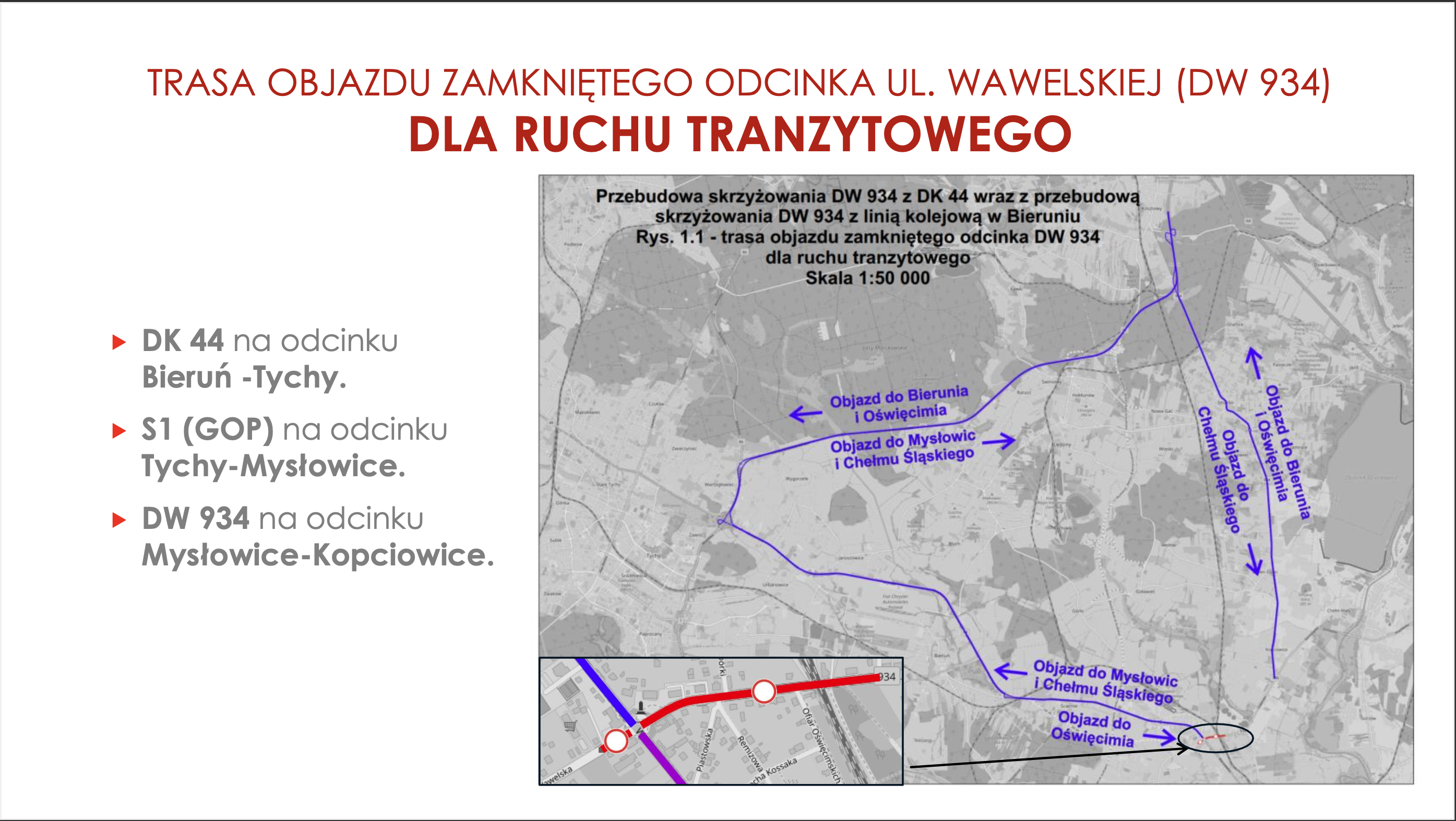 Objazdy dla tranzytu. Zamknięcie DW 934